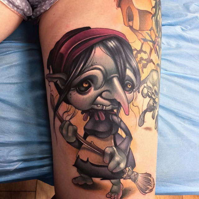 cute witch tattoo