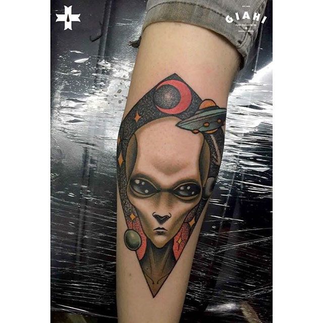 alien humanoid tattoo