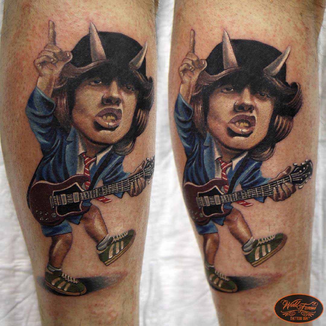 new school AC DC tattoo