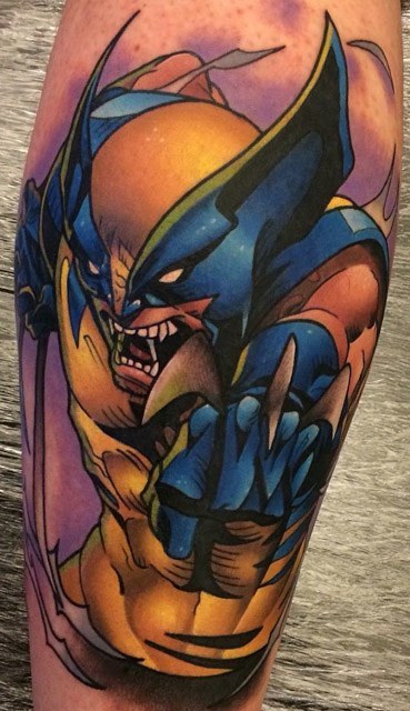 marvel wolverine tattoo on calf