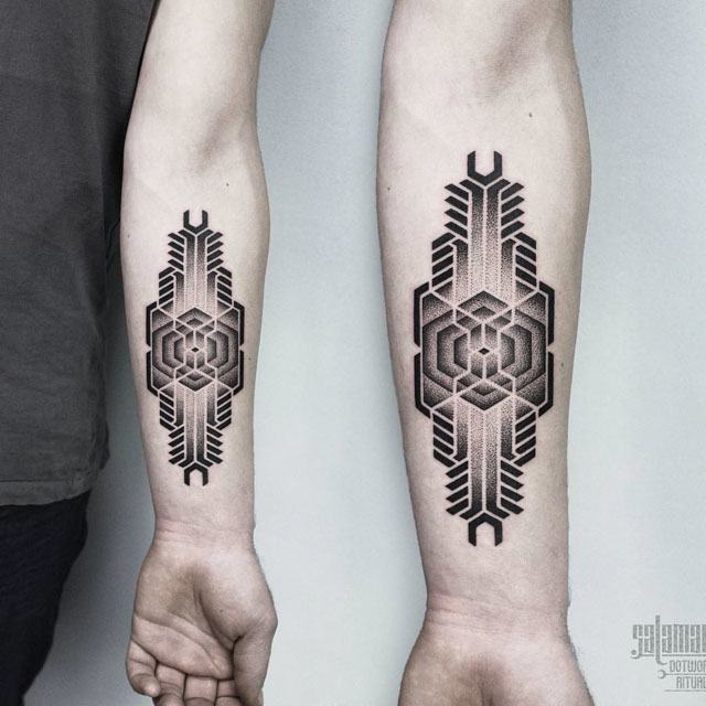 arm dotwork tattoo geometry