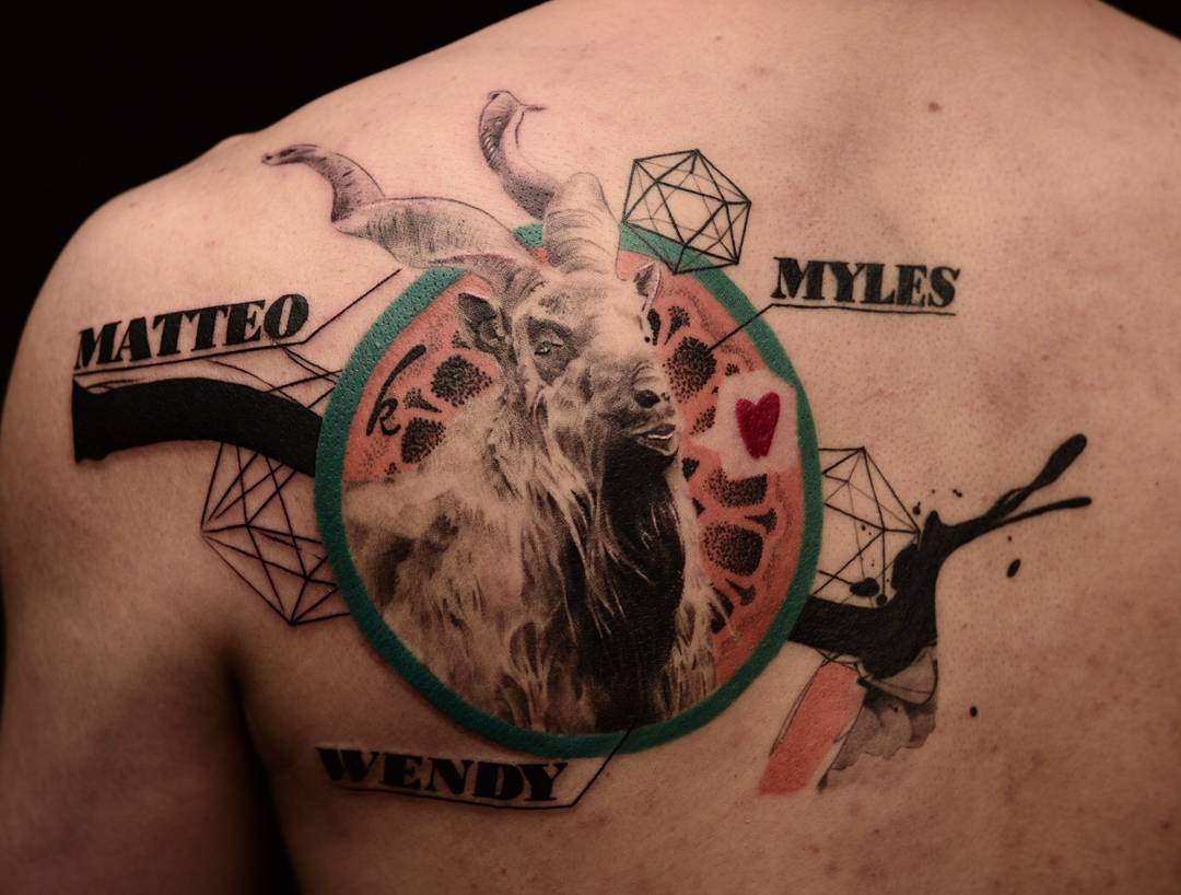 shoulder blade goat tattoo