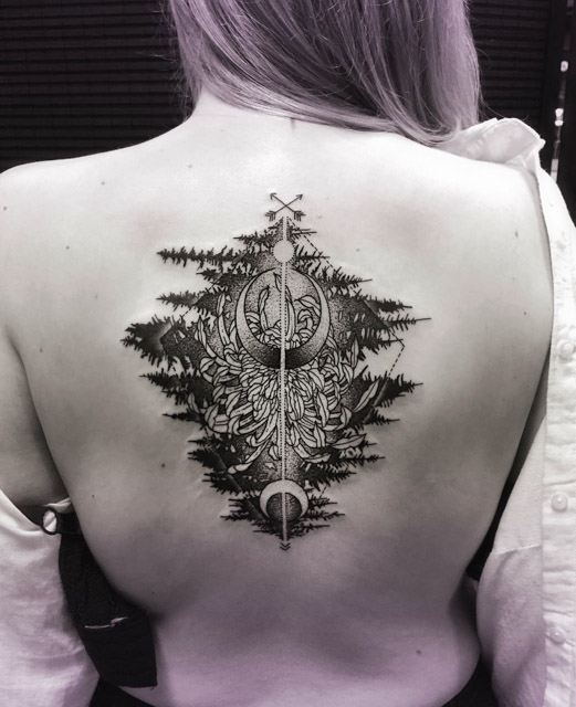 back flower tattoo