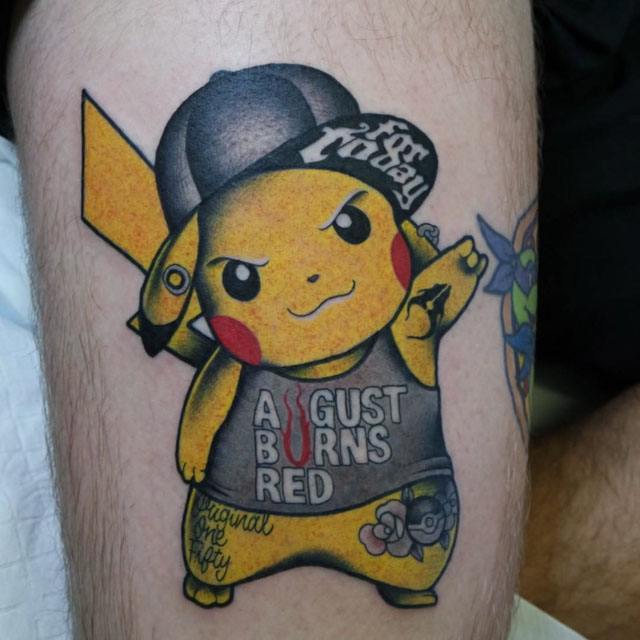 pokemon pikachu new school tattoo