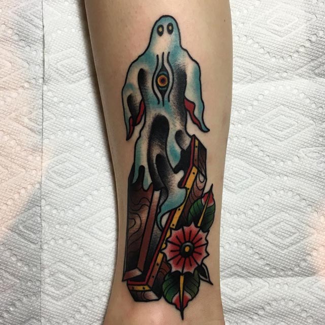 Coffin Ghost Tattoo