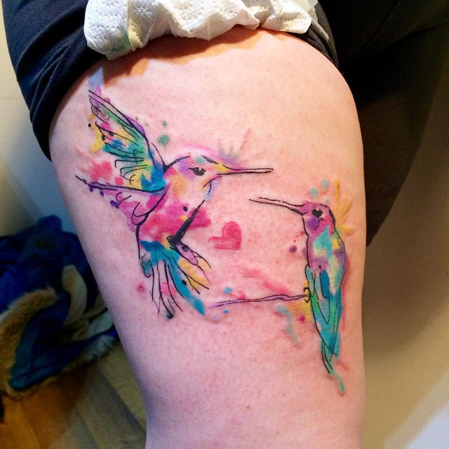 couple of hummingbids tattoo