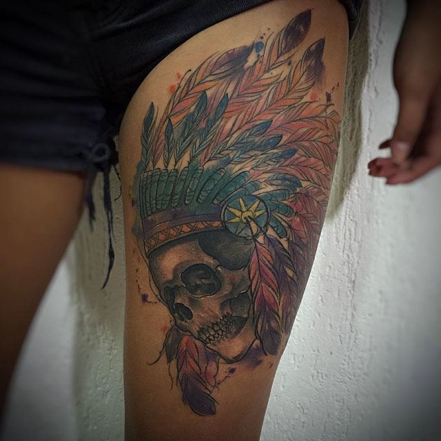 native indian tattoo skull