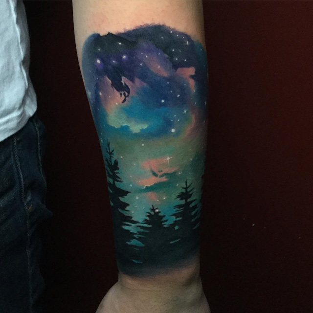 night sky tattoo landscape