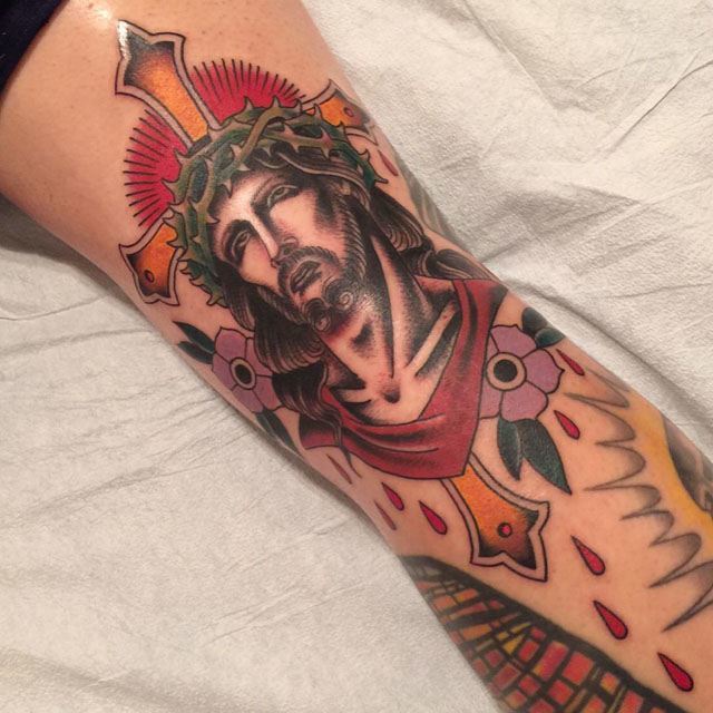 blood drops jesus tattoo traditional