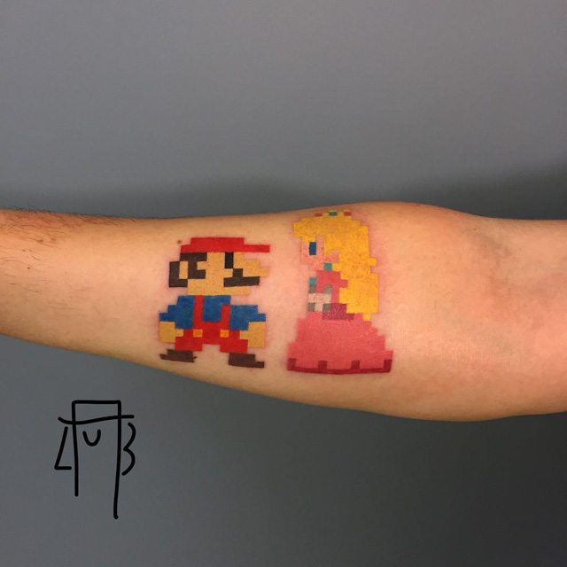 mario tattoo design and princess