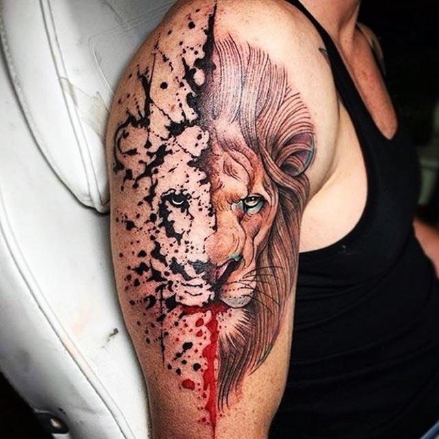 abstract lion tattoo