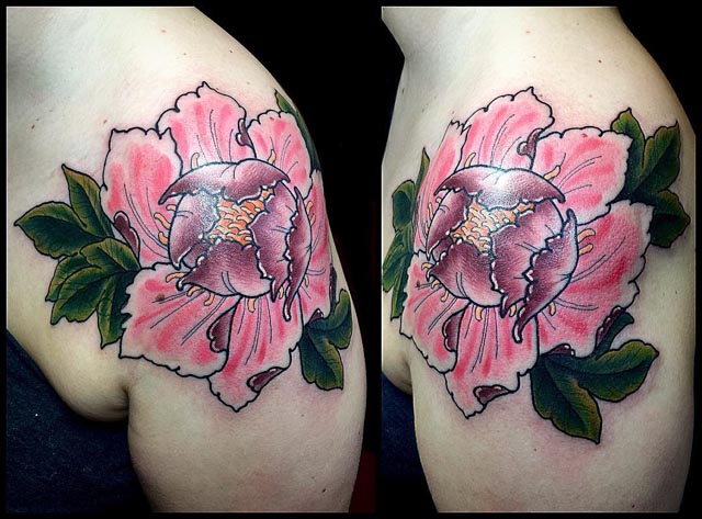 tattoo shoulder peony flower