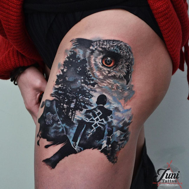 tattoo wol on thigh