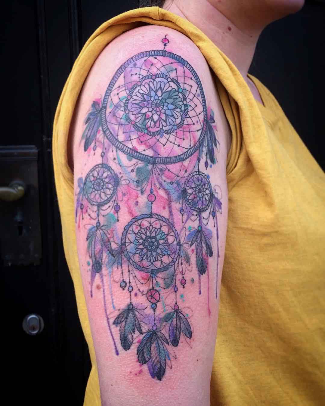 Shoulder dream catcher tattoo