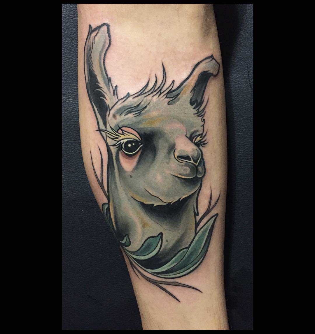 tattoo lama with cute eyes