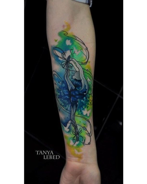 ballet dancer tattoo watercolor