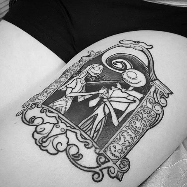 thigh Nightmare Before Christmas tattoo love