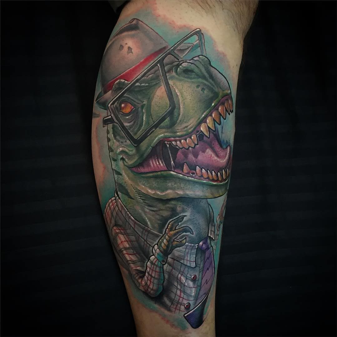 T-Rex tattoo new school