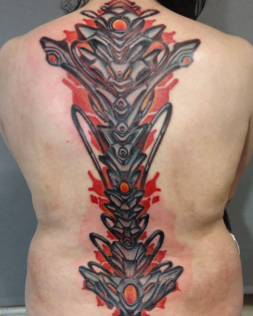 Biomechanical Spine Tattoo