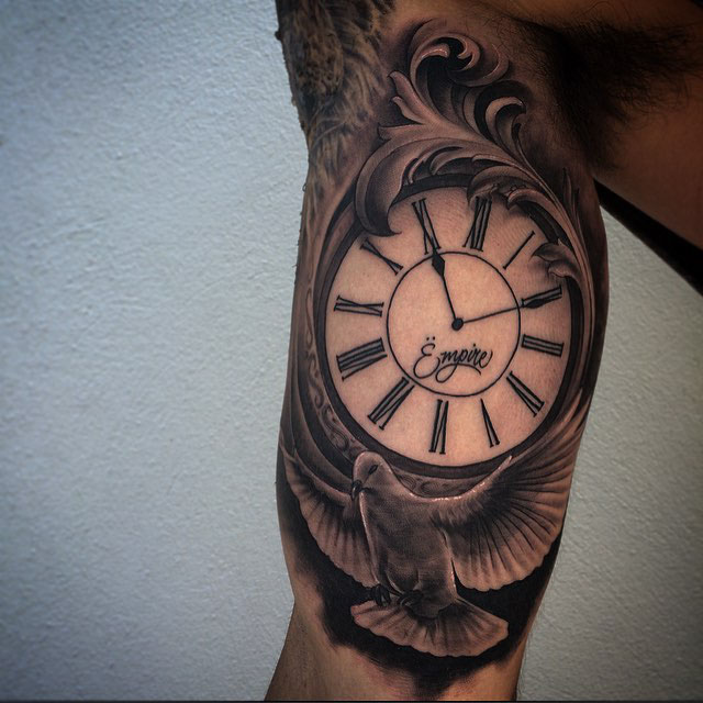 Clock Arm Tattoo by quincymiketattoo