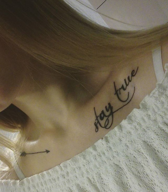 Collarbone Stay True Tattoo by Monia Szablewska