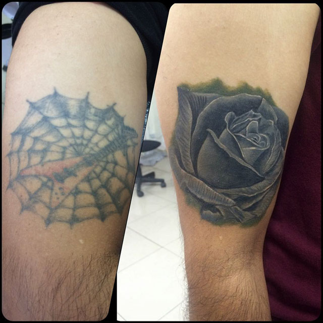 Dark Rose Tattoo Cover Up by Testa Tattoo