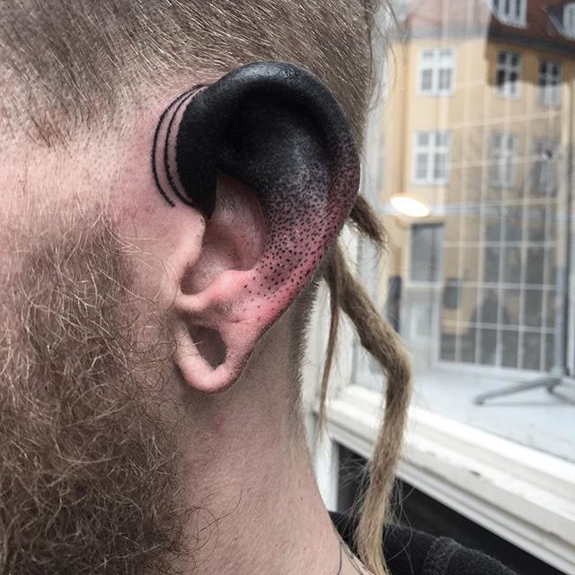 Dotwork Ear Tattoo by baxtattoo