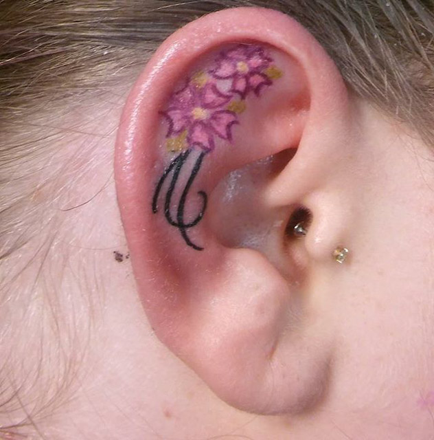 Flower Ear Tattoo