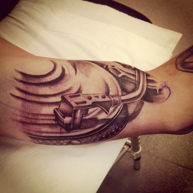 Gramophone Bicep Tattoo