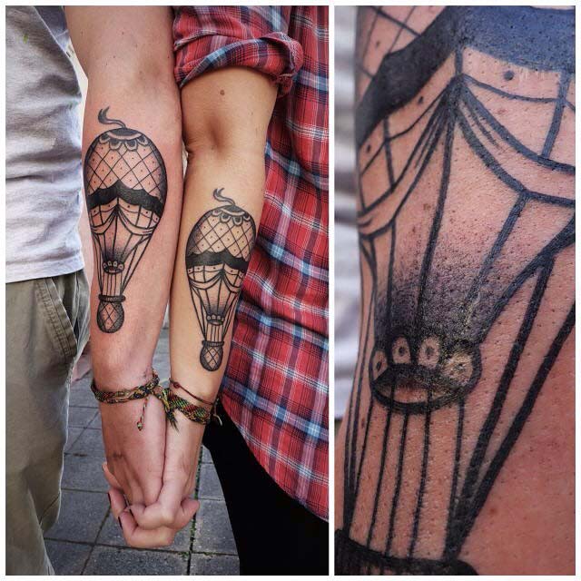 air baloons couple tattoos