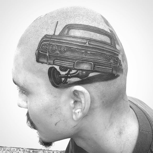 head tattoo Lowrider Chicano