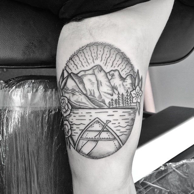 Mountain Scene Tattoo by olliewallacetattooist