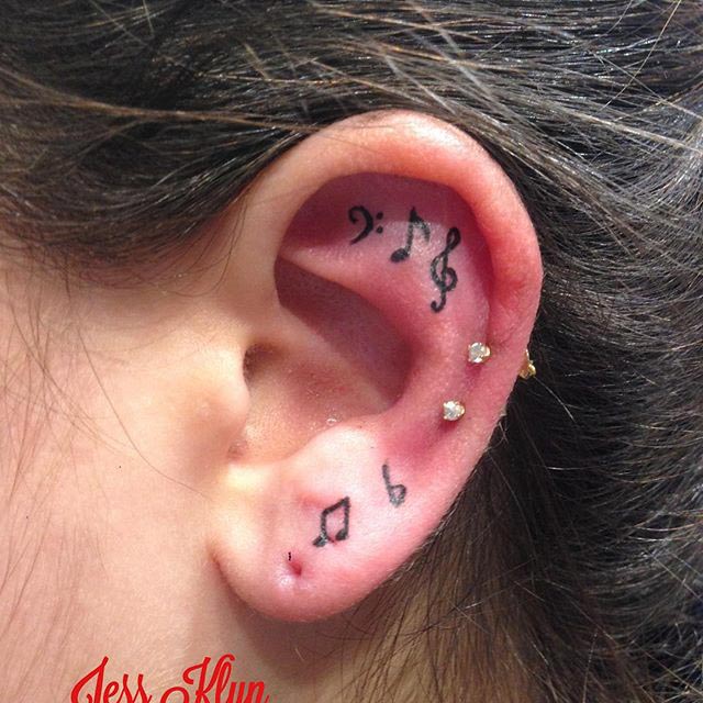 Music Note Tattoo Ear by at jessklyn