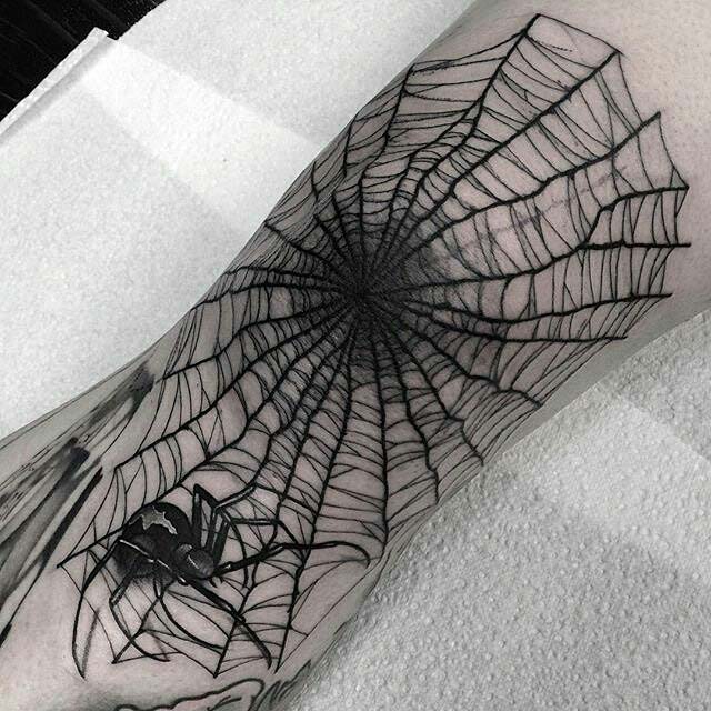 Spider Web Knee Tattoo