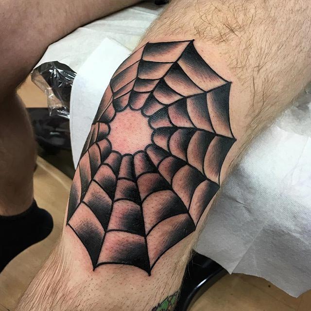 Spider Web Tattoo on Knee