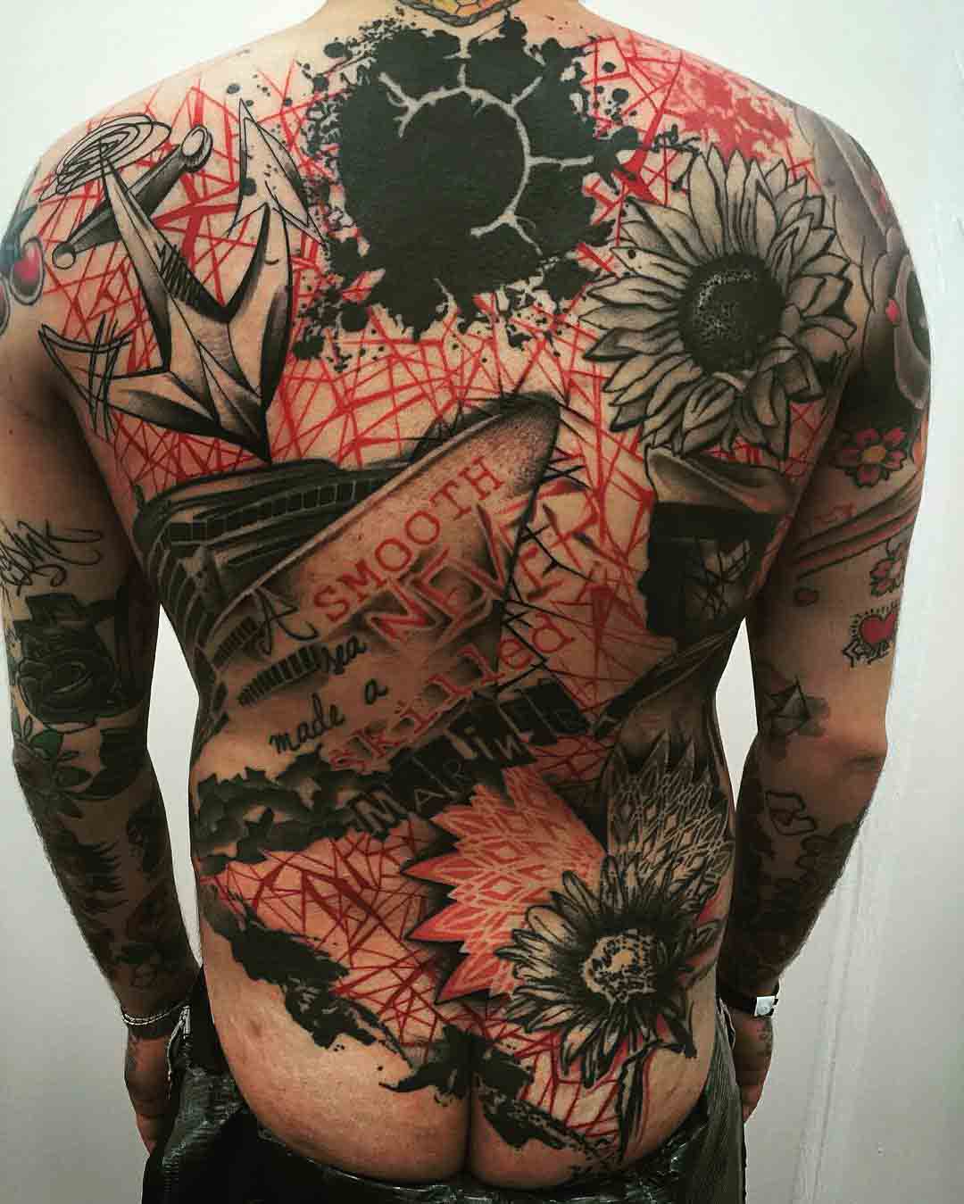 Full Back Trash Polka Tattoo Art