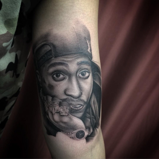 Tupac Portrait Tattoo by quincymiketattoo 2