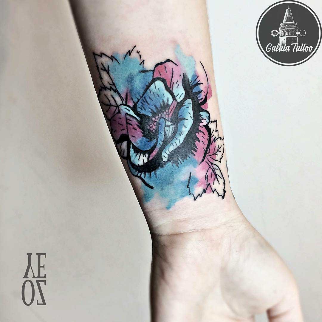 wrist tattoo watercolor flower