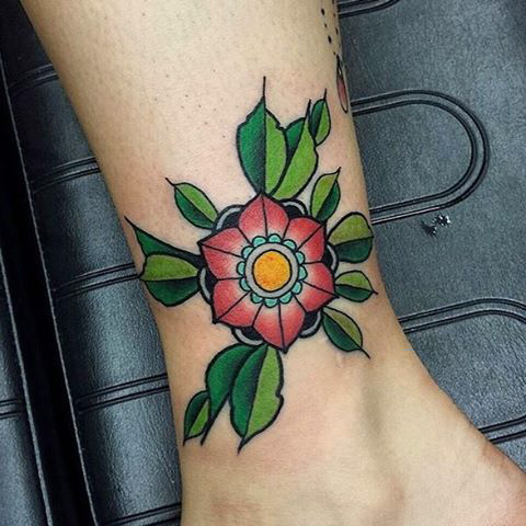 Ankle Rose Tattoo