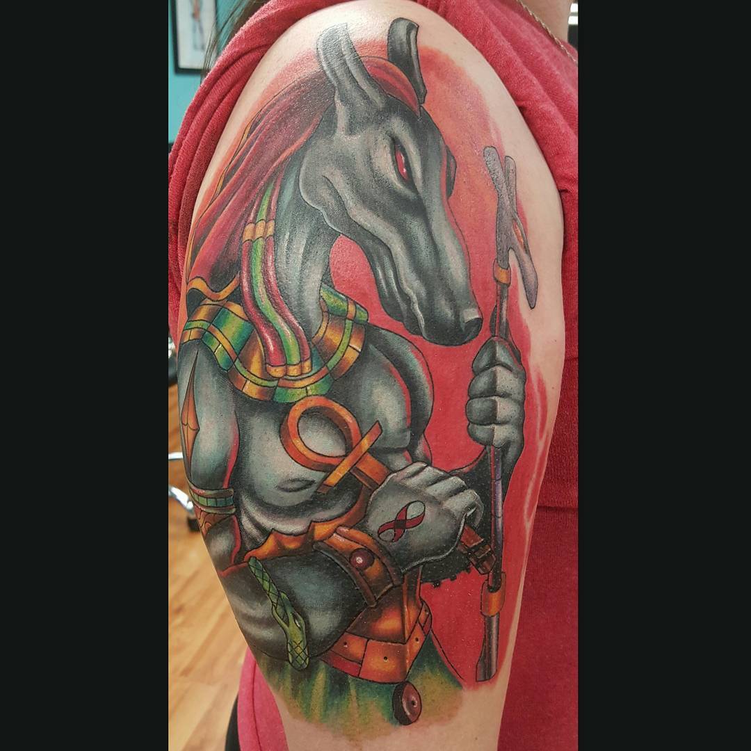 Anubis Tattoo New School by calebmorgantattoo