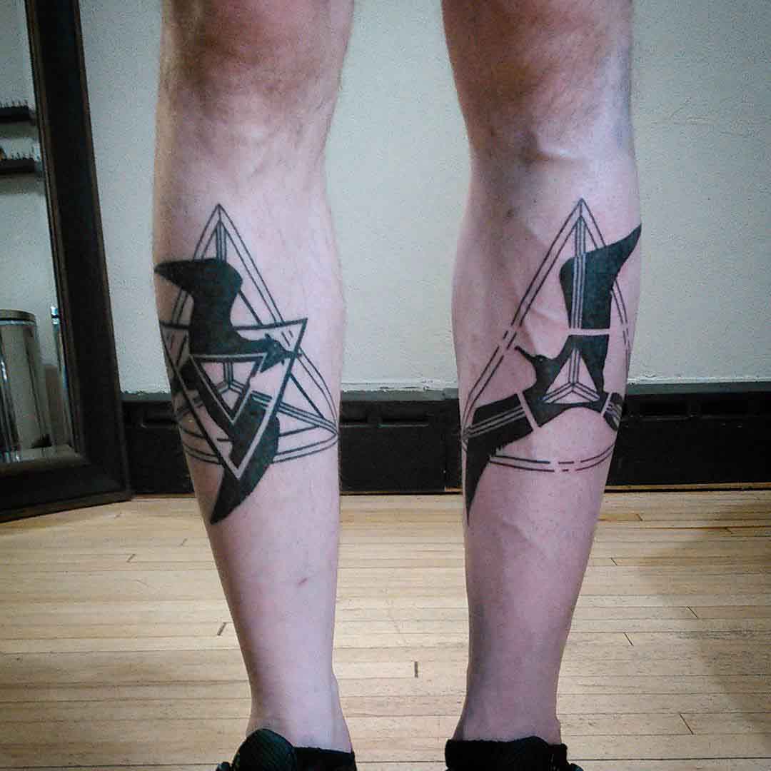 Black Birds Tattoos on Shins by midgetgoldfish