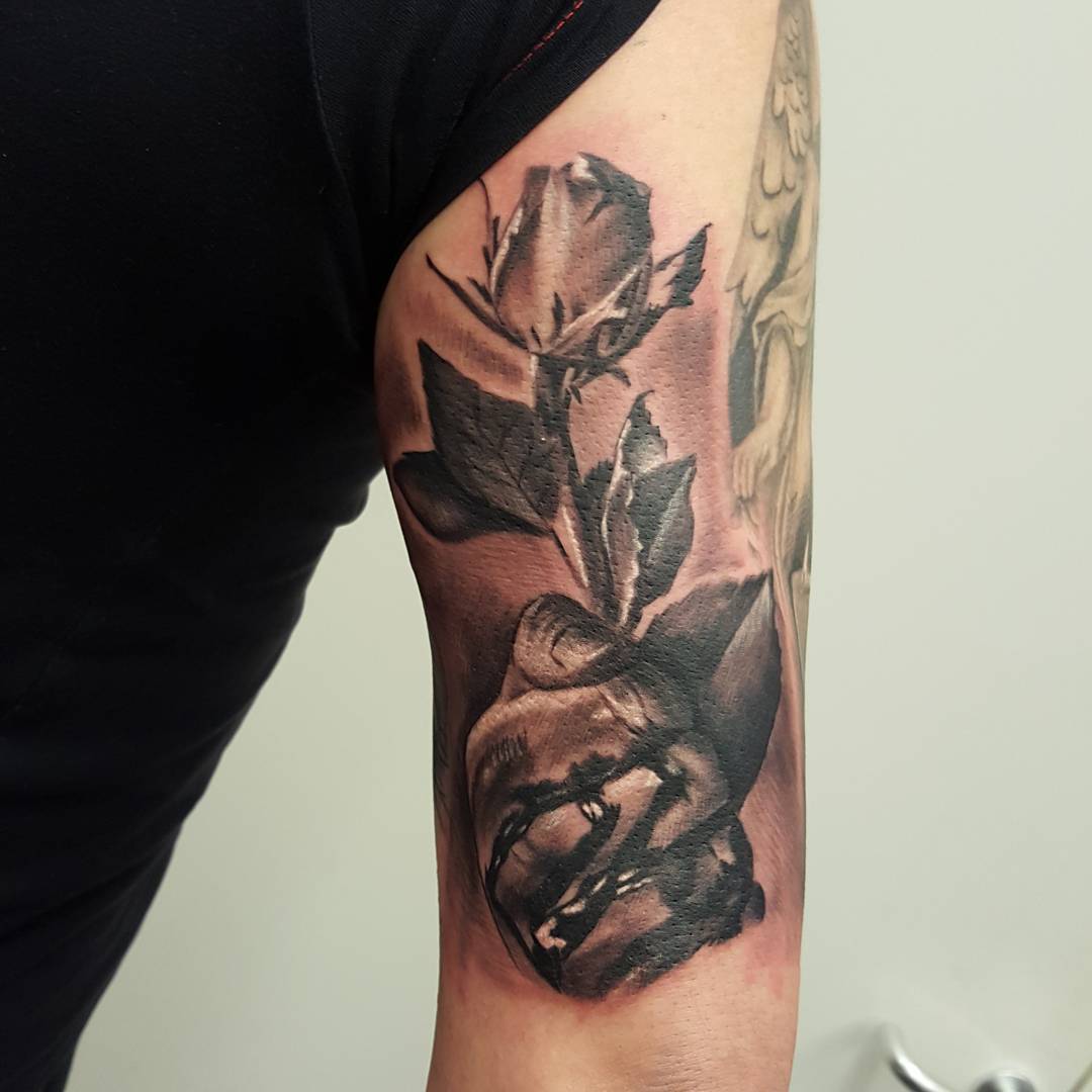 Bleeding Hand With Rose Tattoo by kevinwilsontattoos