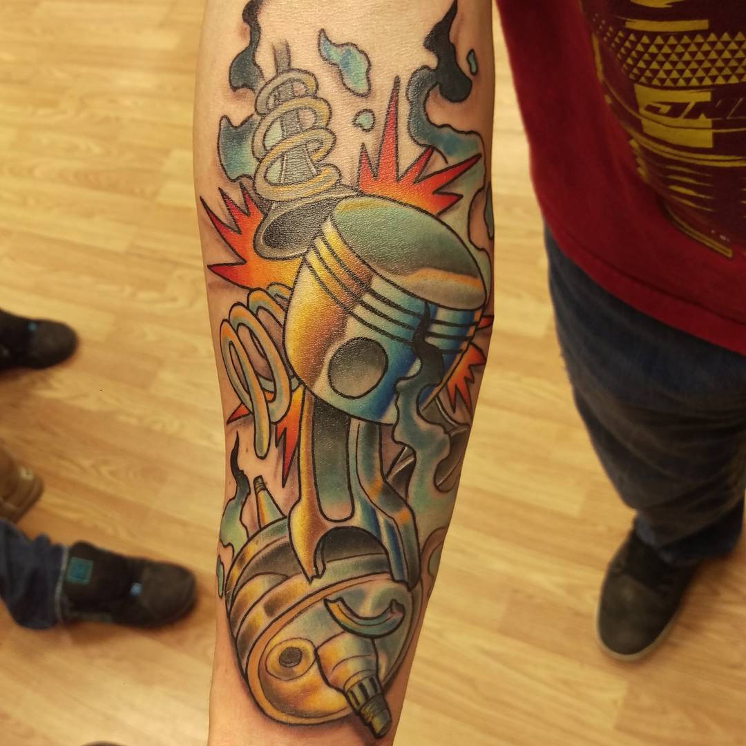 Broken Piston Tattoo by kevinneilsontattoo