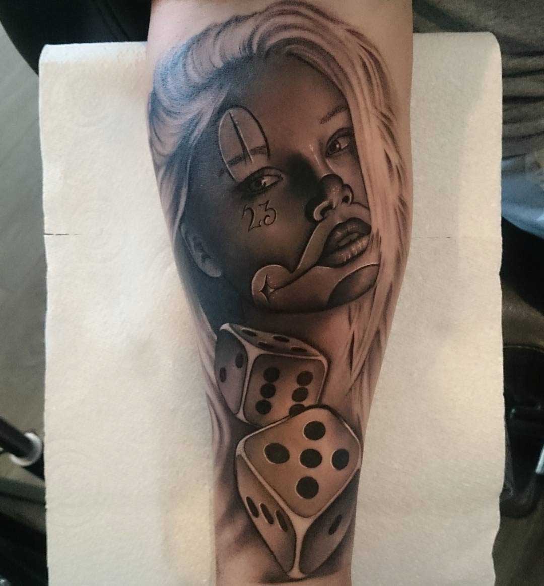 chicano clown girl tattoo