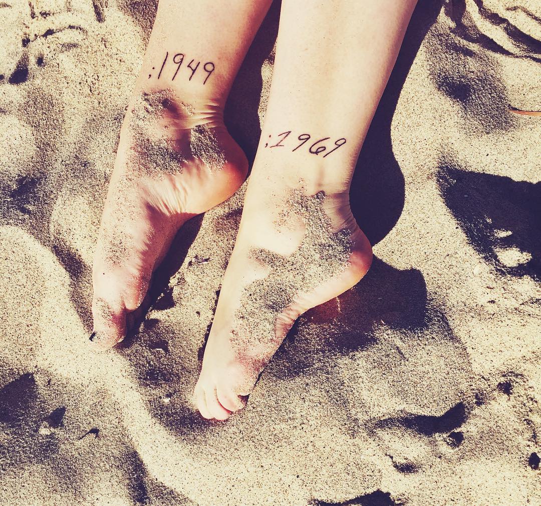 Date Years Tattoos on Ankles