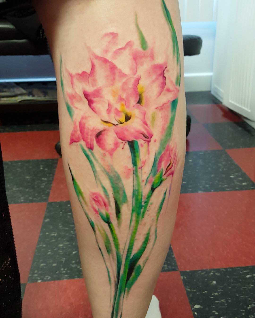 Flower Tattoo on Calf by loca_v