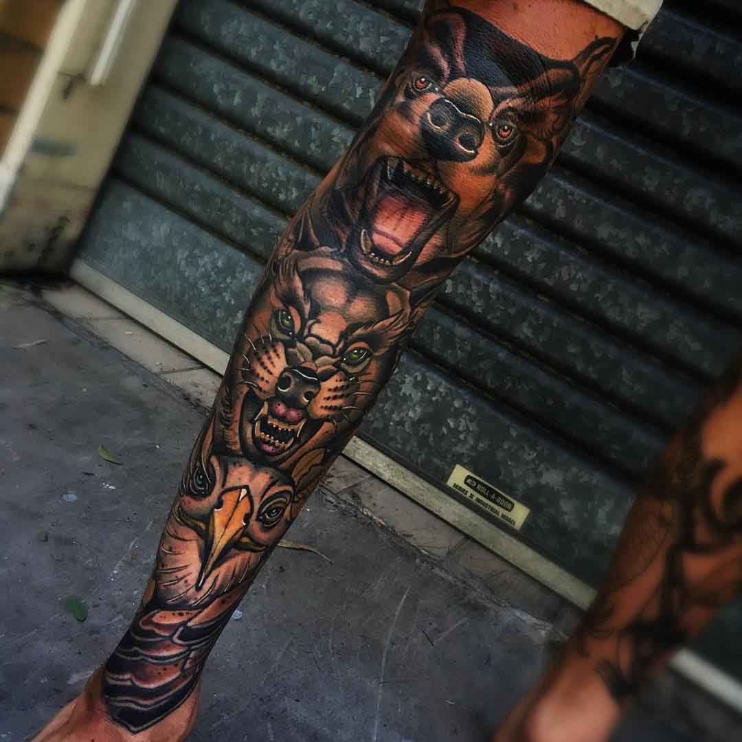 Full Leg Animalistic Sleeve by jesse_t_tattoos