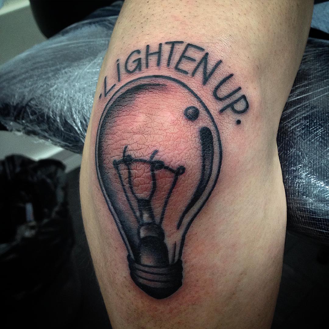 Lightbulb Tattoo on Elbow by stefanoabagnale