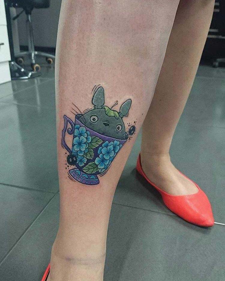 Little Totoro In a Teacup by sonjabowtattoos