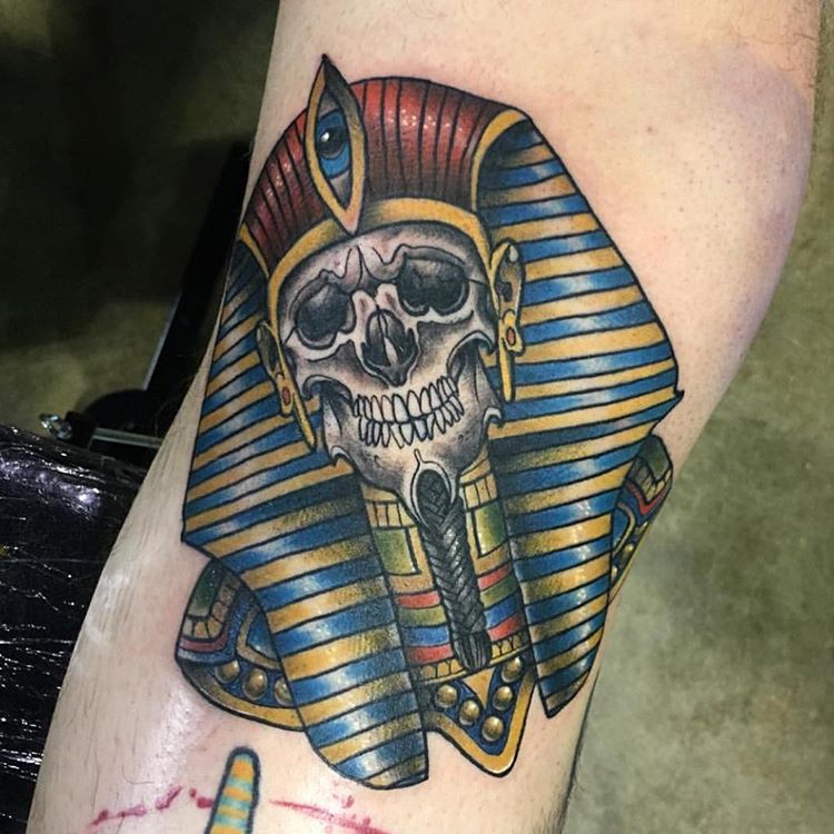 Pharaoh Skull Tattoo by @loganbourbina